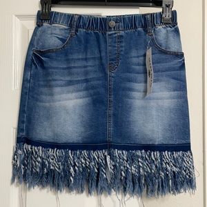 Super cute denim with fringe at the bottom